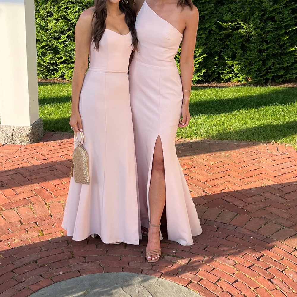 Blush Amsale one shoulder dress